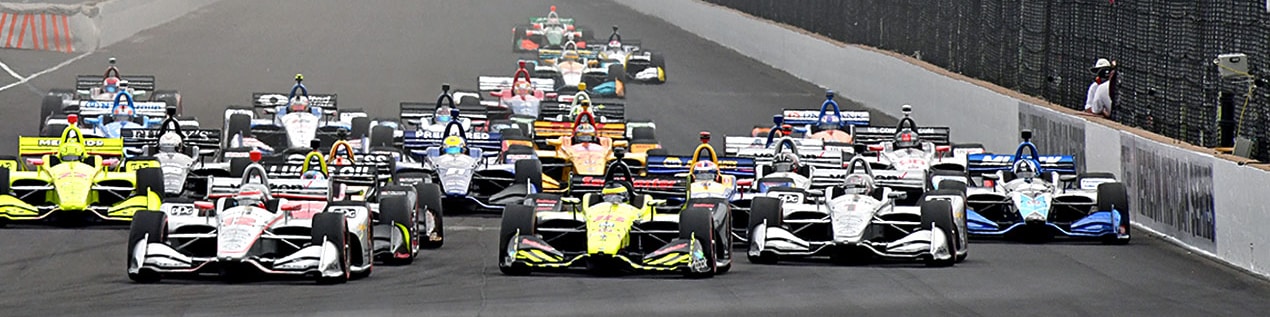 indy cars racing to through the start line Richmond